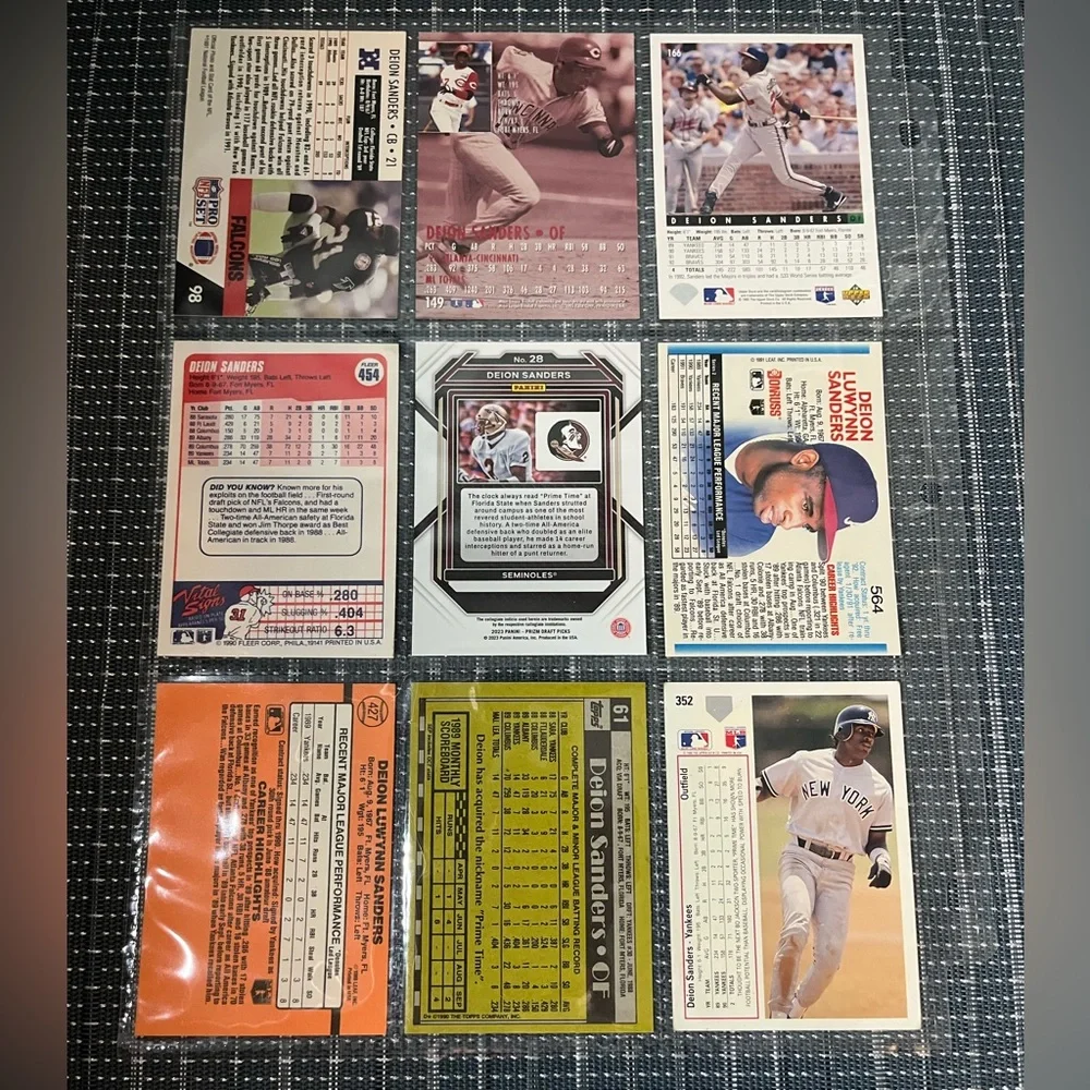 🏈 Deion Sanders NFL Football & Baseball Sports Traded Card Collection - Lot of 9